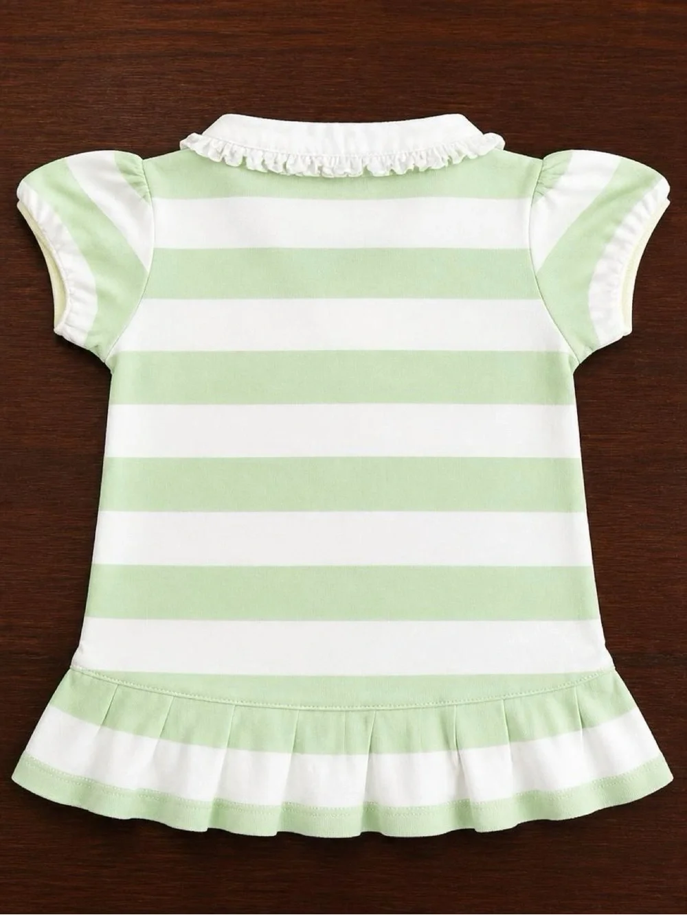 Ralph Lauren Baby Girls 9M Green White Striped Polo Dress Ruffle